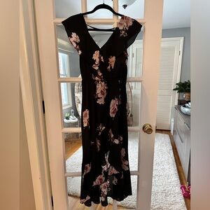 Soprano Black Dress with Pink Floral Accents